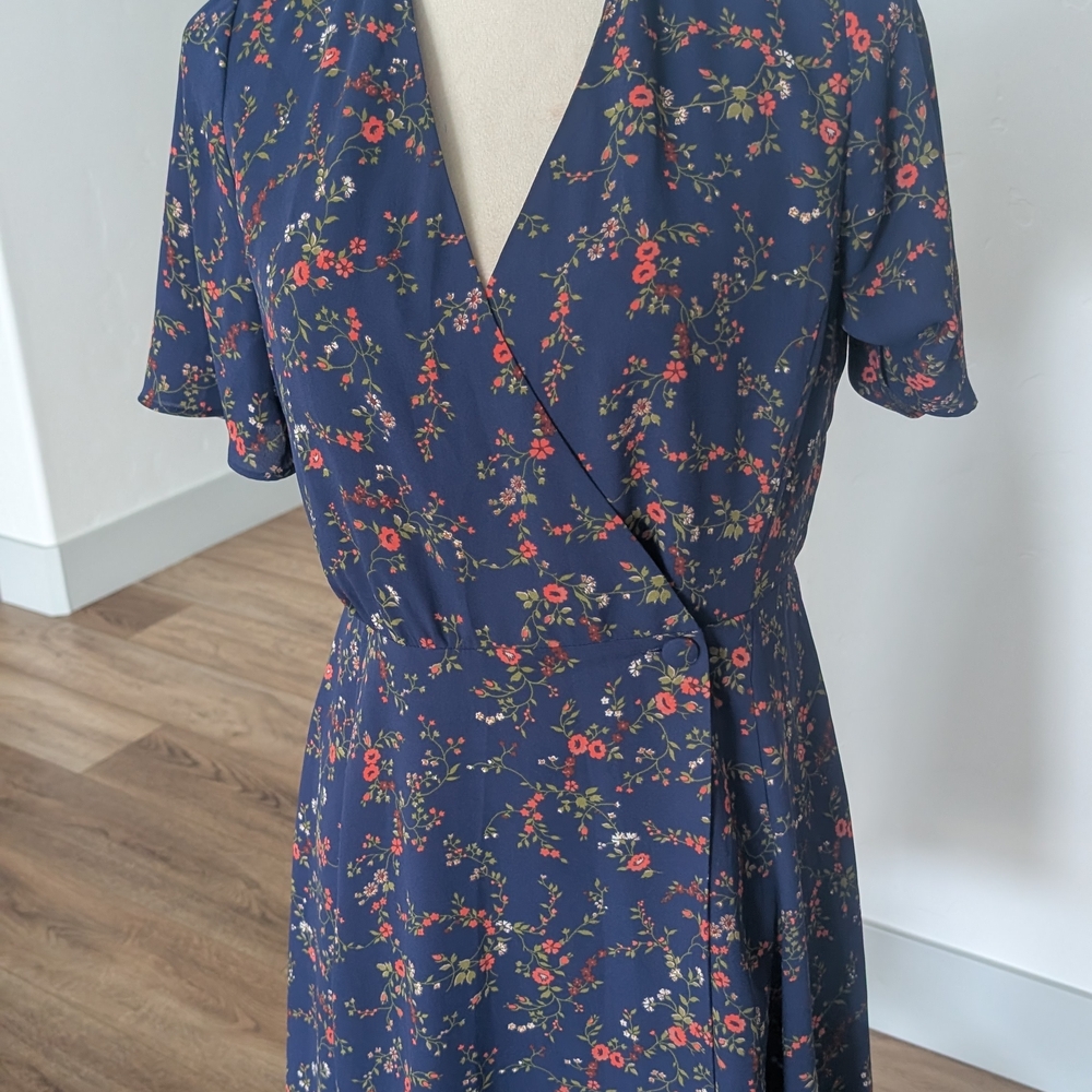 Madewell Navy Floral Midi Dress